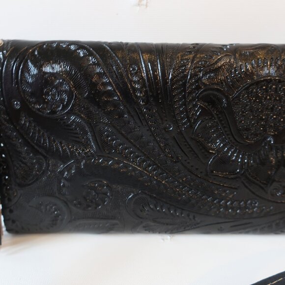 Womens Shag Boutique Black Leather Print Envelope Shoulder Bag - Picture 5 of 7